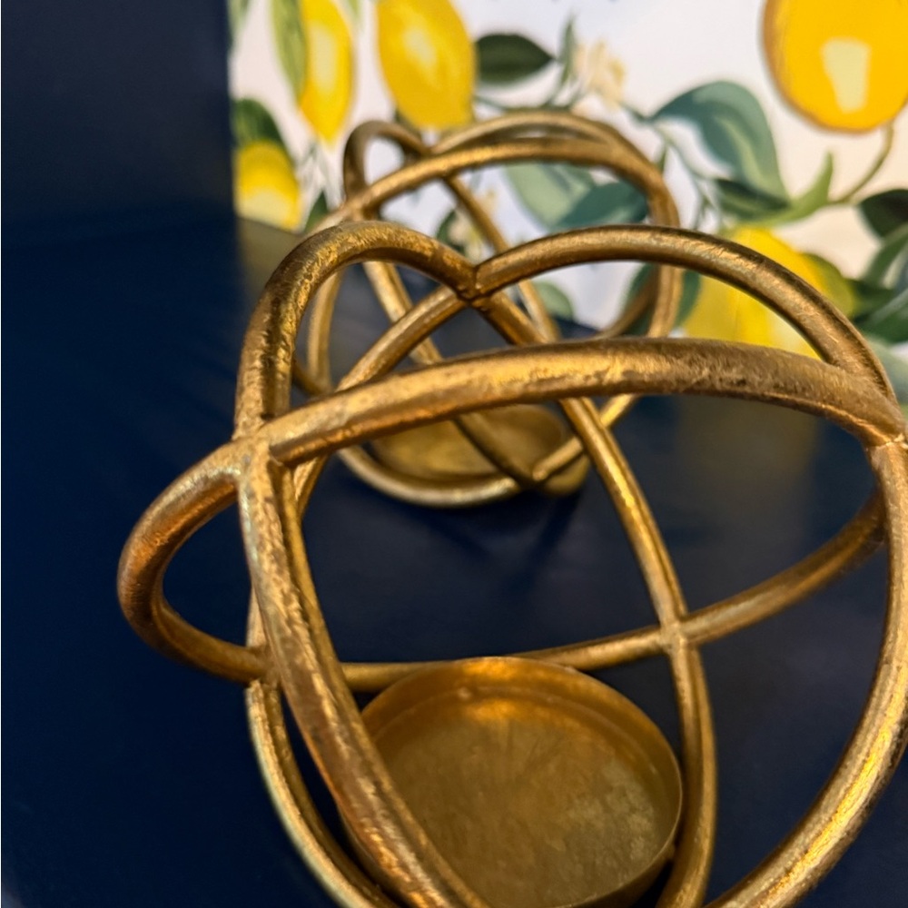 Gold Metal Orb Candle Holders